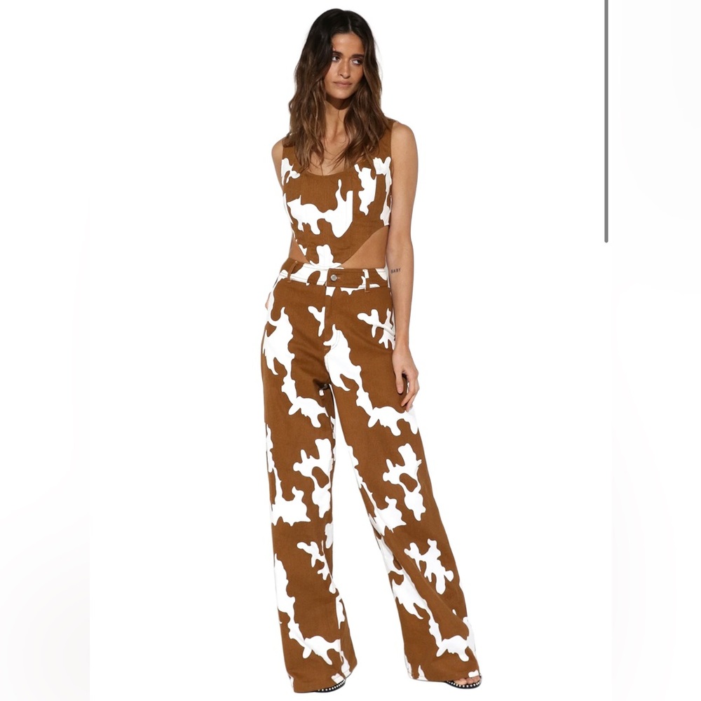 Cowhide set: corset + pants